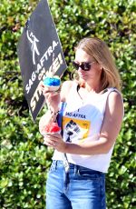 JERI RYAN at SAG/AFTRA Strike Picket Lines at Warner Bros Studios in Burbank 10/17/2023