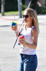 JERI RYAN at SAG/AFTRA Strike Picket Lines at Warner Bros Studios in Burbank 10/17/2023