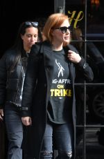 JESSICA CHASTAIN and Kristofer Buckle at Bowery Hotel After Walking Picket Line at SAG Protest in New York 10/16/2023