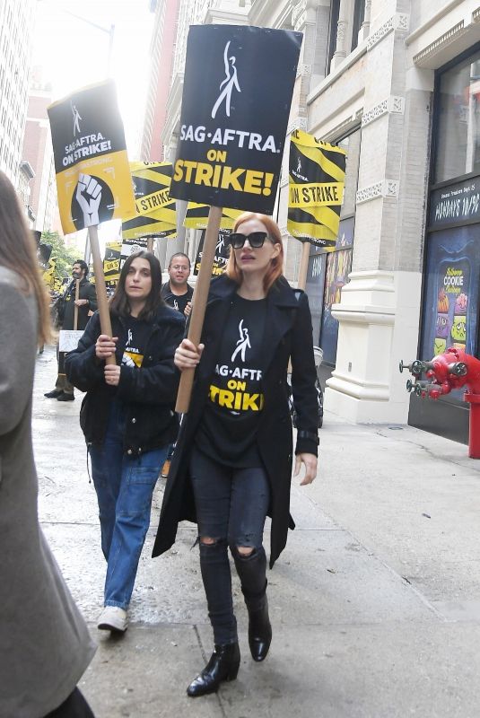 JESSICA CHASTAIN at Sag Strike in New York 10/16/2023