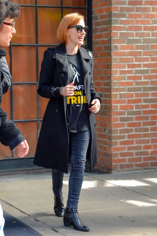 JESSICA CHASTAIN Leaves a Hotel in New York 10/16/2023