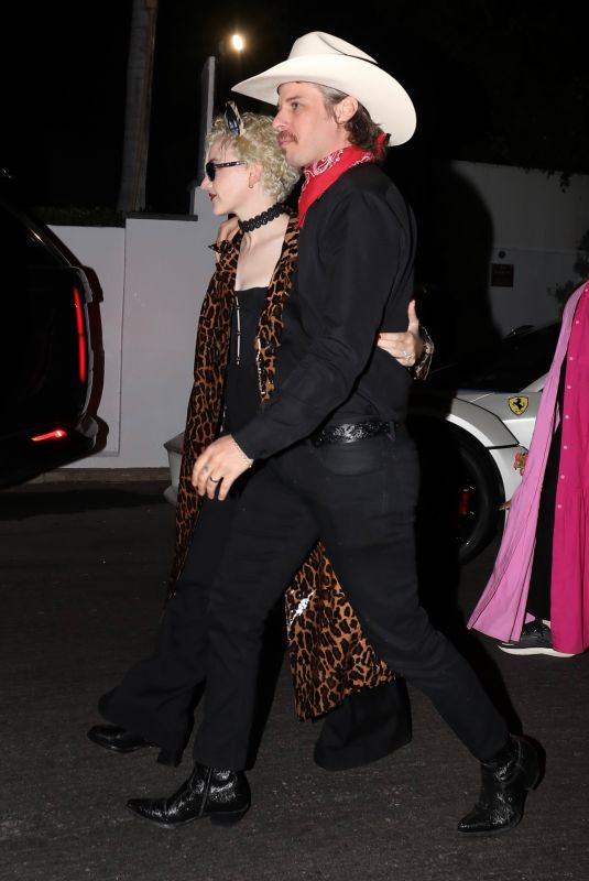 JULIA GARNER and Mark Foster Arrives at a Halloween Party 10/28/2023