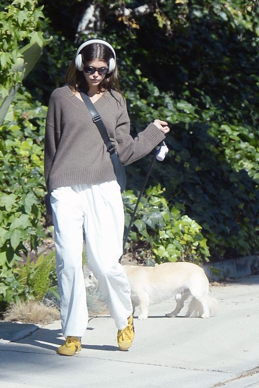 KAIA GERBER Out for a Dog Walk in Los Angeles 10/14/2023