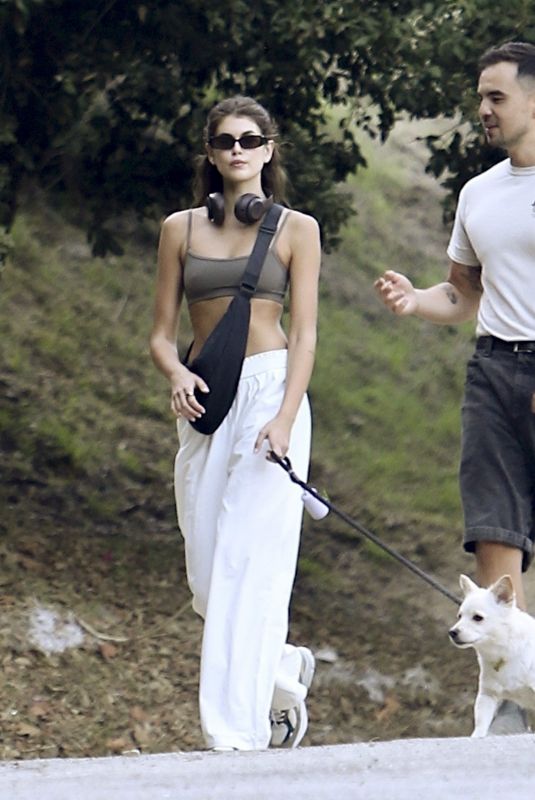 KAIA GERBER Out Hiking with a Friend and Her Dog in Los Angeles 10/11/2023