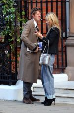 KATE MOSS in a Short Black Blazer, Shear Top, Jeans and Boots Out in London 09/29/2023