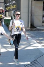 KATIE CASSIDY at SAG Strike at Warner Brothers Studios in Burbank 10/16/2023