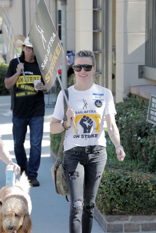 KATIE CASSIDY at SAG Strike at Warner Brothers Studios in Burbank 10/16/2023