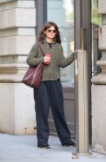 KATIE HOLMES Arrives at an Office Building in New York 10/25/2023