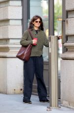 KATIE HOLMES Arrives at an Office Building in New York 10/25/2023