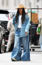 KELLY ROWLAND in a Double Denim Ot in New York 10/21/2023