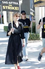 KYRA SEDGWICK at SAG Strike at Warner Brothers Studios in Burbank 10/16/2023