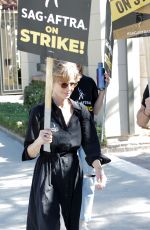 KYRA SEDGWICK at SAG Strike at Warner Brothers Studios in Burbank 10/16/2023