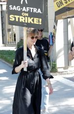KYRA SEDGWICK at SAG Strike at Warner Brothers Studios in Burbank 10/16/2023