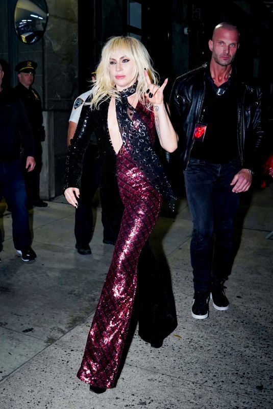 LADY GAGA Arrives at The Rolling Stones Hackney Diamonds Album Launch Party in New York 10/19/2023
