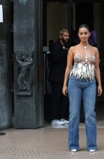 LENA MAHFOUF Arrives at Rabanne Womenswear Spring/Summer 2024 Show at Paris Fashion Week 09/28/2023