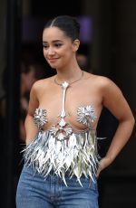 LENA MAHFOUF Arrives at Rabanne Womenswear Spring/Summer 2024 Show at Paris Fashion Week 09/28/2023