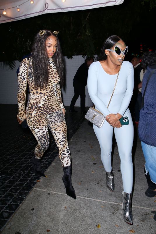 MALIKA and KHADIJAH HAQQ Arrives at Vas Morgan and Michael Braun Halloween Party 10/28/2023