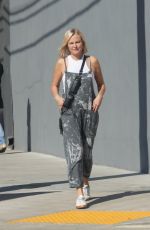 MALIN AKERMAN in Gray Overalls and White Sneakers Out in Los Angeles 10/27/2023