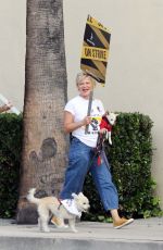 MARTHA PLIMPTON at SAG-AFTRA Picket Lines at Warner Brothers Studio in Los Angeles 10/27/2023