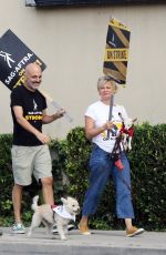 MARTHA PLIMPTON at SAG-AFTRA Picket Lines at Warner Brothers Studio in Los Angeles 10/27/2023