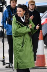 MICHELLE KEEGAN on the Set of Brassic at a Gas Station in Oldham 10/13/2023