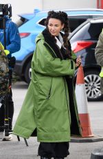 MICHELLE KEEGAN on the Set of Brassic at a Gas Station in Oldham 10/13/2023