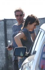 MILLA JOVOVICH and Paul W.S. Anderson Inspecting a Under-construction Home in Brentwood 10/10/2023