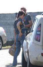 MILLA JOVOVICH and Paul W.S. Anderson Inspecting a Under-construction Home in Brentwood 10/10/2023
