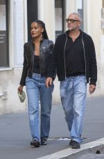 NARAH BAPTISTA and Vincent Cassel Out in Rome 10/25/2023