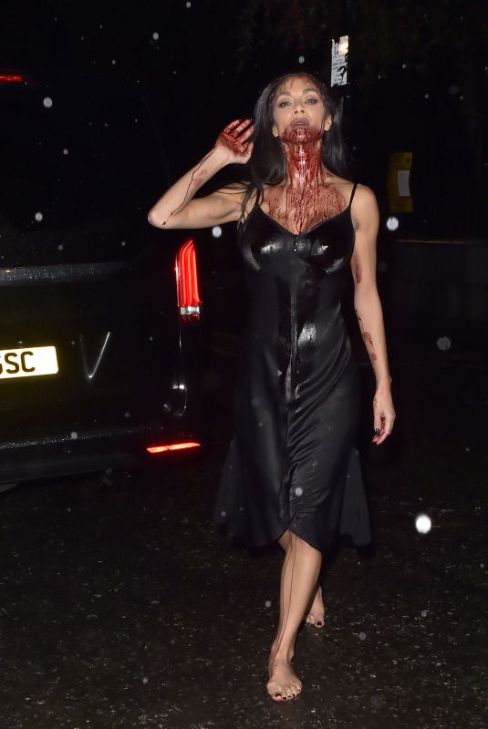 NICOLE SCHERZINGER Out in Costume with Fake Blood in London 10/29/2023