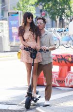 NINA DOBREV and Shaun White Out Riding a Scooter in New York 10/02/2023
