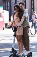NINA DOBREV and Shaun White Out Riding a Scooter in New York 10/02/2023