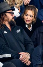 RITA ORA and Novak Djokovic at Rugby World Cup France 2023 Gold Final Match Between New-Zealand and South Africa at Stade de France in Paris 10/28/2023