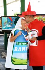SARAH HYLAND and Wells Adams Kick Off Halloween at Sonic 10/16/2023