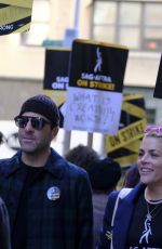 SARAH PAULSON and BUSY PHILIPPS at Sag-Aftra Picket Line at Netflix in New York 10/23/2023