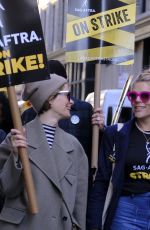 SARAH PAULSON and BUSY PHILIPPS at Sag-Aftra Picket Line at Netflix in New York 10/23/2023