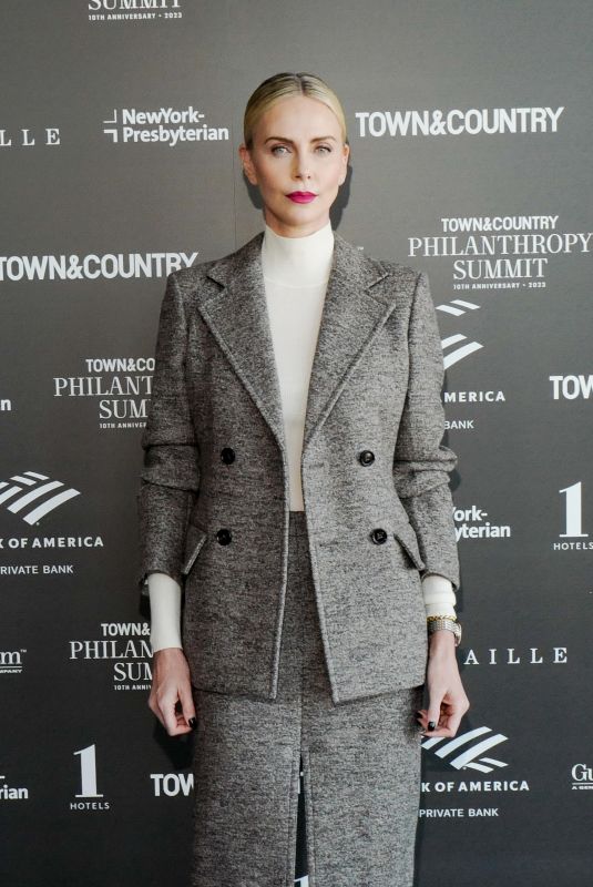 CHARLIZE THERON at Town & Country Philanthropy Summit in New York 11/02/2023