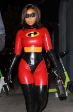 CHLOE BAILEY Leaves Highlight Room Halloween Party in West Hollywood 10/31/2023