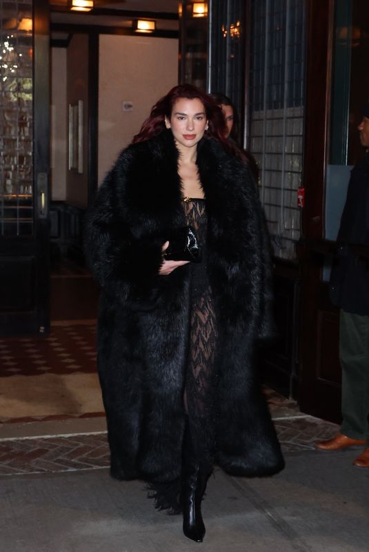 DUA LIPA Leaves Greenwich Hotel in New York 11/28/2023