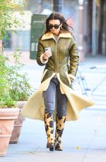 EMILY RATAJKOWSKI in a Green Winter Coat and Cow Printed Boots Out in Ney York 11/20/2023