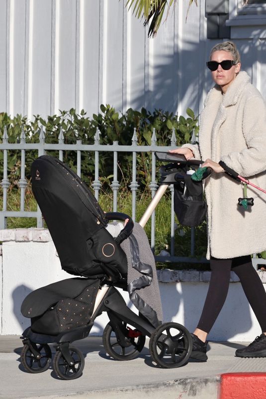 HEATHER RAE YOUNG Out with Her Baby and Her Dog in Newport Beach 11/17/2023