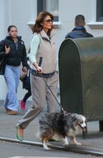 HELENA CHRISTENSEN Out with Her Dog in New York 11/02/2023