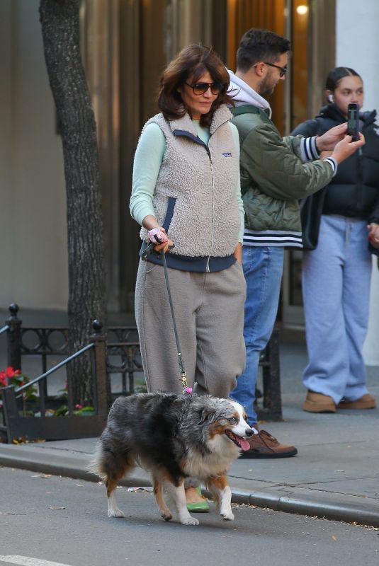 HELENA CHRISTENSEN Out with Her Dog in New York 11/02/2023