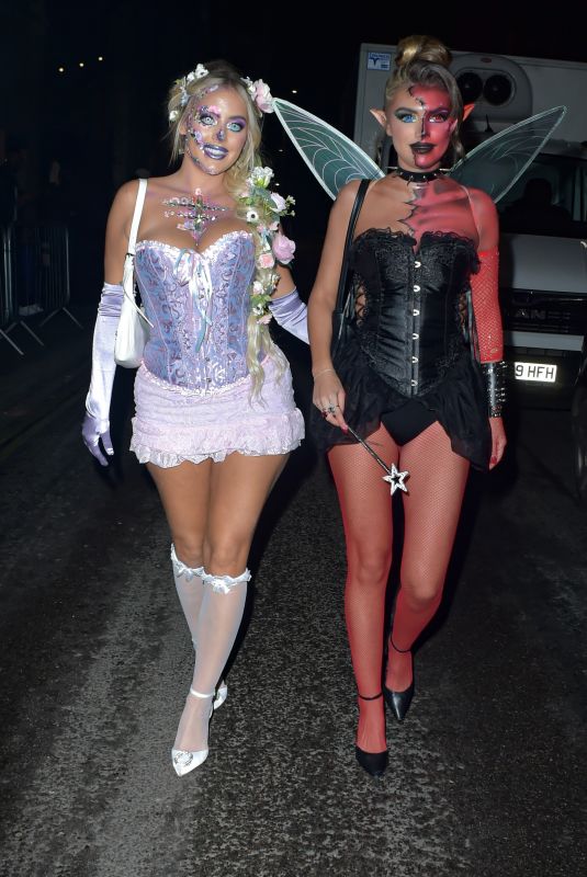 JESS HARDING and SAMIE ELISHI Arrives at Maya Jama’s Halloween Party in London 10/31/2023