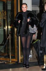JESSICA AIDI Leaves Marco Verratti Birthday Party at Bristol Hotel in Paris 11/05/2023