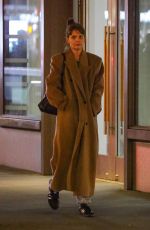 KATIE HOLMES in a Long Brown Coat Out in New York 11/22/2023