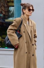 KATIE HOLMES in a Long Brown Coat Out in New York 11/22/2023