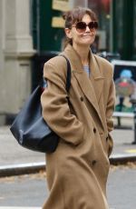 KATIE HOLMES in a Long Brown Coat Out in New York 11/22/2023