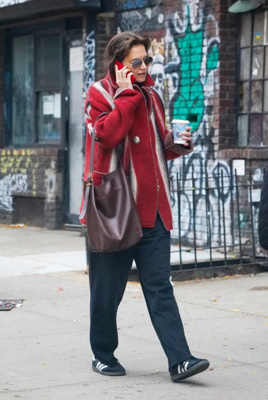 KATIE HOLMES Out on a Coffee Run in New York 10/30/2023