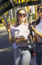 MINA SUNDWALL at SAG Strike at Disney Studio in Burbank 11/01/2023